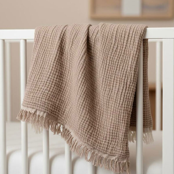 4 Katlı Müslin Bebek Battaniyesi - Kahve