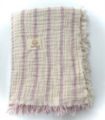 4 Katlı Müslin Bebek Battaniyesi - Çizgili Lila - Görsel 2