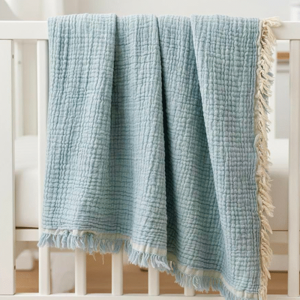4 Katlı Müslin Bebek Battaniyesi - Mavi