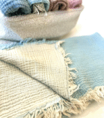 4 Katlı Müslin Bebek Battaniyesi - Mavi - Görsel 2