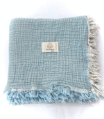 4 Katlı Müslin Bebek Battaniyesi - Mavi - Görsel 3