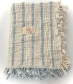 4 Katlı Müslin Bebek Battaniyesi - Çizgili Mavi - Görsel 2