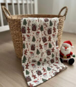 4 Katlı Müslin Bebek Battaniyesi - Yılbaşı Desenli