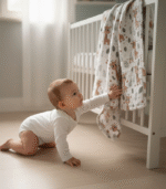 4 Katlı Müslin Bebek Battaniyesi - Zürafa Desenli - Görsel 3