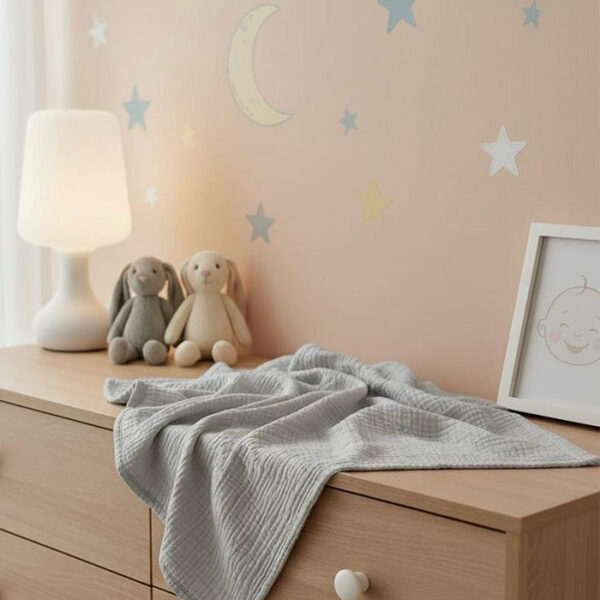 4 Katlı Müslin Bebek Battaniyesi - Pastel Mavi