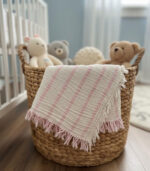 4 Katlı Müslin Bebek Battaniyesi - Çizgili Pembe