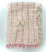 4 Katlı Müslin Bebek Battaniyesi - Çizgili Pembe - Görsel 2