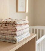 4 Katlı Müslin Bebek Battaniyesi - Çizgili Pembe - Görsel 3