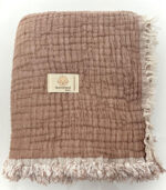 8 Katlı Müslin Bebek Battaniyesi - Kahve - Görsel 2