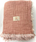 8 Katlı Müslin Bebek Battaniyesi - Somon - Görsel 2