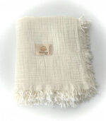 4 Katlı Müslin Bebek Battaniyesi - Kırık Beyaz - Görsel 4